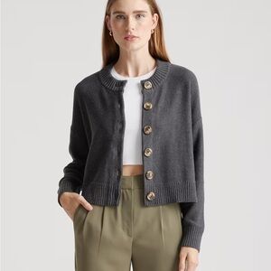 Quince Charcoal 100% Organic Cotton Cropped Cardigan